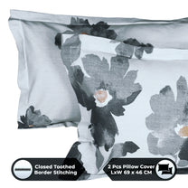 Metro Gold 190 TC Cotton Grey & White Double Bedsheet with Pillow Covers