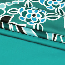 Story@home 240 TC Talespun Gold Microfiber Green & Grey King Size Traditional Ethnic Bedsheet with 2 Pillow Covers