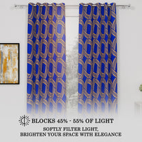 2 Pcs Blue Nature Abstract Print Polyester Window / Door Curtains