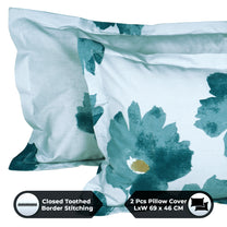 Metro Gold 190 TC Cotton Blue & Grey Double Bedsheet with Pillow Covers