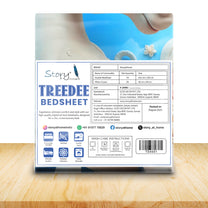 Story@Home Treedee 240 TC White & Blue Double Size Unicorn Bedsheet With 2 Pillow Cover