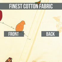 2 Pcs 300 GSM Pale Yellow & Red Birds Bohemian Cotton Canvas Curtain Window/Door/Long Door Curtains
