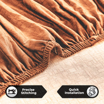 Sofa Cover Combo – 2 Pcs 1 Seater and 1 Pc 3 Seater Elastic Stretchable in Orange Criss Cross Pattern by Story@Home