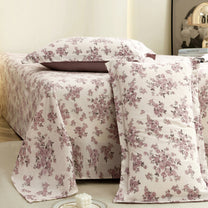 Story@home 300 TC Air Cotton Microfiber Light Purple & White King Size Floral Bedsheet with 2 Pillow Covers