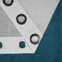2 Pcs Teal & White Sheer Window / Door / Semi Long Door/ Long Door Curtains