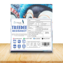 Story@Home Treedee 240 TC Pink & Blue Double Size Penguin Bedsheet With 2 Pillow Cover