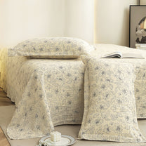 Story@home 300 TC Cloud Cotton Microfiber Pale White & Grey King Size Floral Bedsheet with 2 Pillow Covers