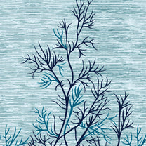 2 Pcs Blue Nature Abstract Print Polyester Window and Door Curtains