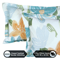 Metro Gold 190 TC Cotton White & Light Blue Double Bedsheet with Pillow Covers