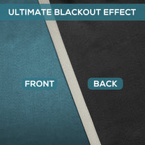 2 Pcs Blackout Foil Cyan Blue & Light Grey Gradient Window/Door/Semi Long Door/Long Door Curtains