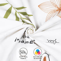 Arena Kids 180 TC White & Brown Double Size Bedsheet With 2 Pillow Cover