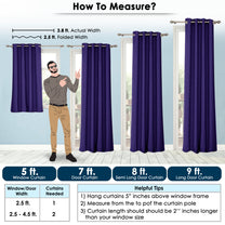 2 Pcs Violet Blackout Faux Silk Room Darkening Window/Door/Semi Long Door/Long Door Curtains