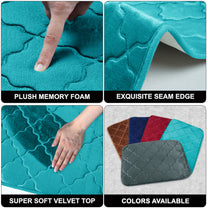 2 Units Encore Memory Foam Quatre Foil Cyan Blue Doormat