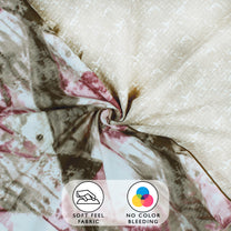 Arena 186 TC Brown & Red Queen Size Fitted Bedsheet With 2 Pillow Cover