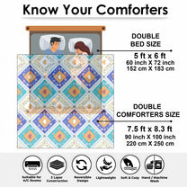 180 GSM Multicolor Abstract Microfiber Fusion Reversible Double Comforter