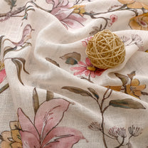 2 Pcs Cream & Pink Sheer Window / Door / Semi Long Door/ Long Door Curtains