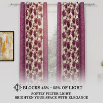 2 Pcs Pink Nature Floral Print Polyester Window and Door Curtains