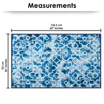 Ethnic Grunge Pattern Blue & White Rustico Rug/Carpet