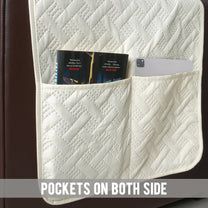 Sofa Throw Cover Combo – 2 Pcs 1 Seater and 1 Pc 3 Seater Off White Solid Pattern with Pocket by Story@Home