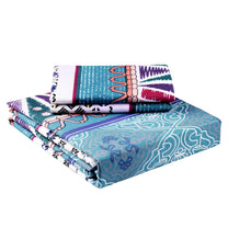 Boho Styled 240 TC Blue & White Geometric Double Size Bedsheet With 2 Pillow Covers