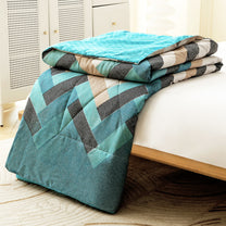 240 GSM Blue Geometric Boho Microfiber Reversible Double Comforter