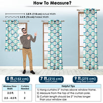 2 Pcs Nature Abstract Blue Polyester Window and Door Curtains