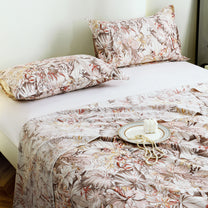 Metro Gold 190 TC Cotton Beige & Light Brown Double Bedsheet with Pillow Covers