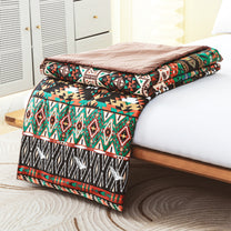 240 GSM Beige Aztec Boho Microfiber Reversible Double Comforter