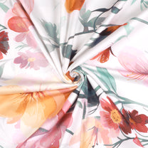 Story@home 240 TC Talespun Gold Microfiber White & Pink King Size Floral Bedsheet with 2 Pillow Covers