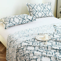 Metro Gold 190 TC Cotton Dark Teal & Grey Double Bedsheet with Pillow Covers