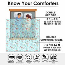 180 GSM Blue Floral Microfiber Fusion Reversible Double Comforter
