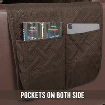 Sofa Throw Cover Combo – 2 Pcs 1 Seater and 1 Pc 3 Seater Brown Solid Pattern with Pocket by Story@Home