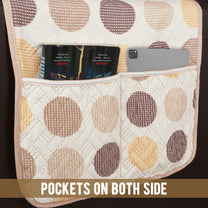 Sofa Throw Cover Combo – 2 Pcs 1 Seater and 1 Pc 3 Seater Beige & White Geometric & Stripes Pattern with Pocket by Story@Home