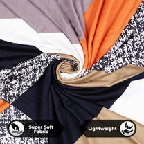 Sofa Cover Combo – 1 Pc 1 Seater, 1 Pc 2 Seater, and 1 Pc 3 Seater Elastic Stretchable in Orange & Beige Abstract Pattern by Story@Home