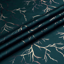 2 Pcs Blackout Foil Navy Blue & Copper Branches Window/Door/Semi Long Door/Long Door Curtains