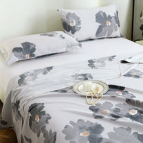 Metro Gold 190 TC Cotton Grey & White Double Bedsheet with Pillow Covers