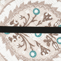 Sofa Throw Cover With Motif & Paisley Pattern In Ivory & Ocean Green For 1 | 2 | 3 | 4 Seater From Story@Home