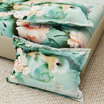 Story@Home Treedee 240 TC Light Green Double Size Dinosaur Bedsheet With 2 Pillow Cover