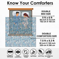 180 GSM Blue Floral Microfiber Fusion Reversible Double / Single Comforter