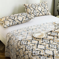 Metro Gold 190 TC Cotton Grey & Beige Double Bedsheet with Pillow Covers