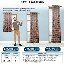 2 Pcs Brown Nature Abstract Print Polyester Window & Door Curtains
