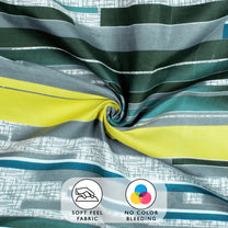 Arena 186 TC Grey & Lime Queen Size Fitted Bedsheet With 2 Pillow Cover