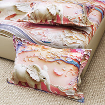Story@Home Treedee 240 TC Pink & White Double Size Cute Elephant Bedsheet With 2 Pillow Cover