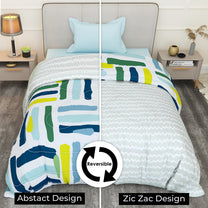 180 GSM White Abstract Microfiber Fusion Reversible Single Comforter
