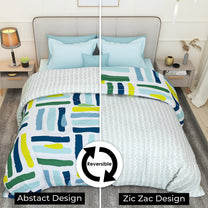180 GSM White Abstract Microfiber Fusion Reversible Double Comforter