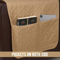 Sofa Throw Cover Combo – 2 Pcs 1 Seater and 1 Pc 3 Seater Beige Solid Pattern with Pocket by Story@Home