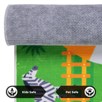 Story@Home Green Zoo Animals Design Printed Carpet With Anti-Skid Back For Kids