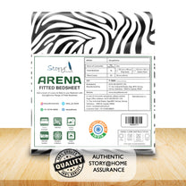 Arena 186 TC Black & White Queen Size Fitted Bedsheet With 2 Pillow Cover