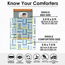 180 GSM White Abstract Microfiber Fusion Reversible Single Comforter