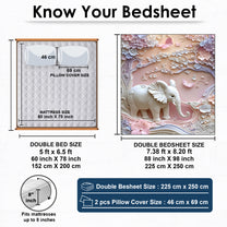 Story@Home Treedee 240 TC Pink & White Double Size Cute Elephant Bedsheet With 2 Pillow Cover